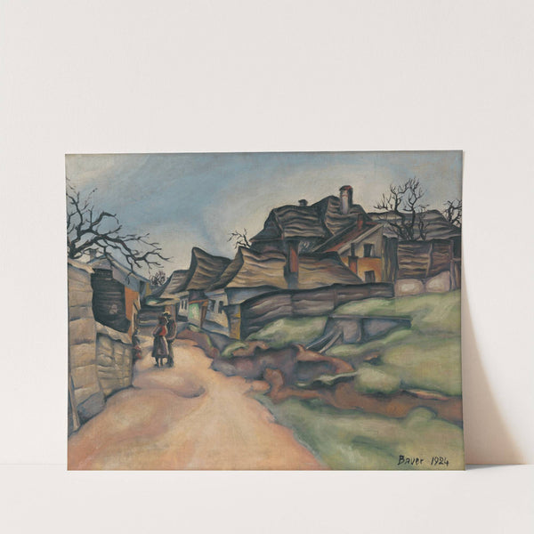 Domy na dedine s figurálnou štafážou by Konštantín Bauer