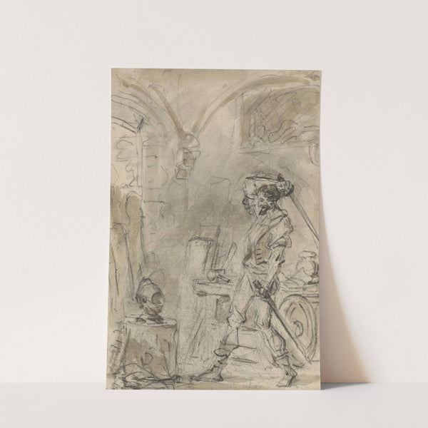 Don Quixote about to Strike the Helmet by Jean-Honoré Fragonard
