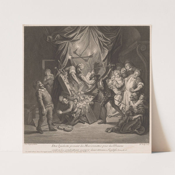 Don Quixote destroys a puppet theater (1723) by Francois de Poilly