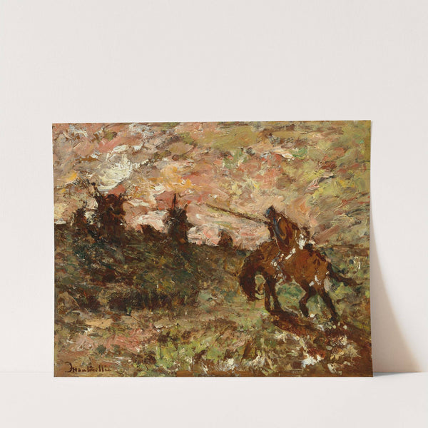 Don Quixote tilting at the windmills by Adolphe Monticelli