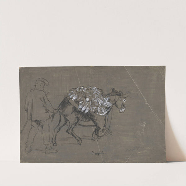 Donkey Carrying Vegetables, behind a Herdsmen Holding the Animal by Its Tail (1880) by Hans Thoma