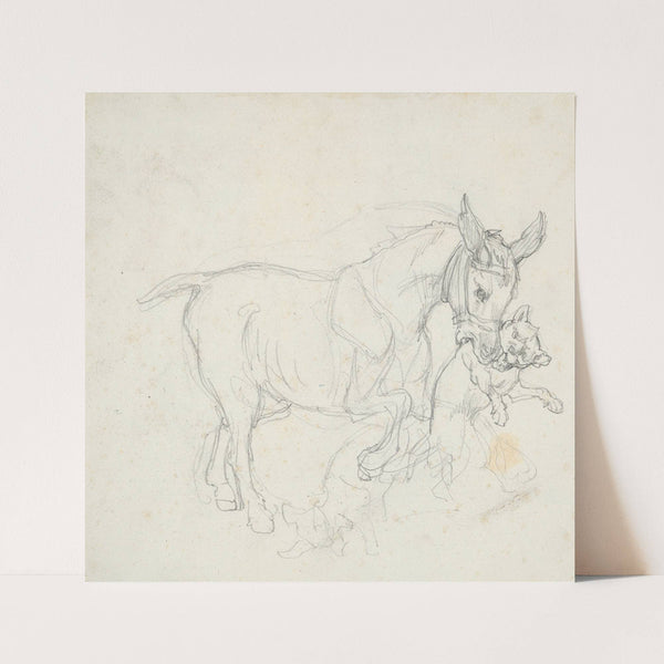 Donkey Holding Dog in its Mouth by Théodore Géricault