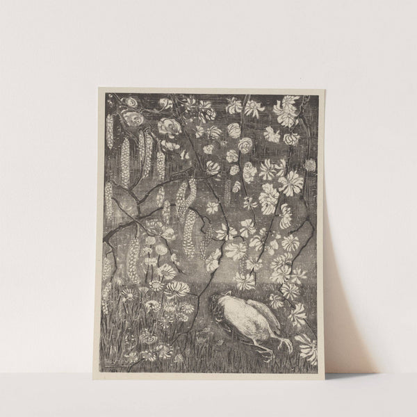 Dood vogeltje onder hazelaar- en kamperfoelietakken (1905) by Theo van Hoytema