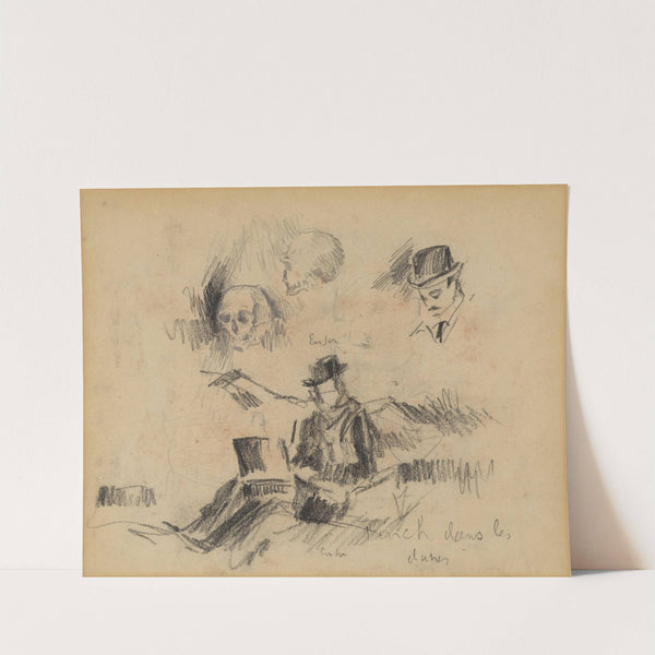 Doodshoofden en Willy Finch in de duinen by James Ensor