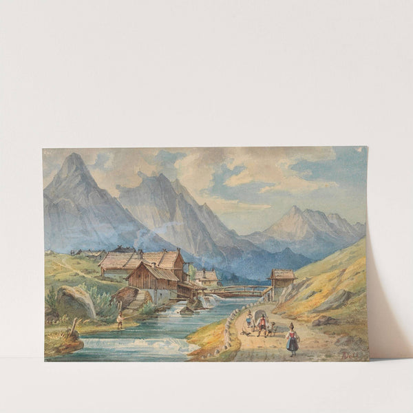 Dorf am Gebirgsbach by Anton Doll