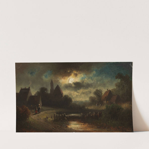 Dorfansicht in der Abenddämmerung by Anton Doll