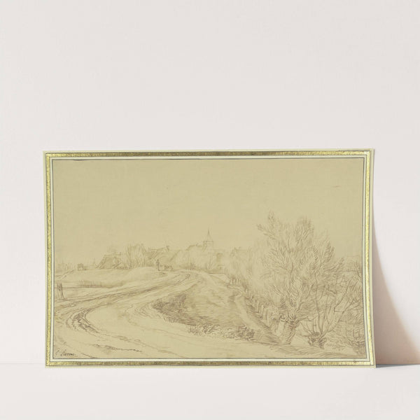 Dorfansicht mit einem Fahrweg, der an einem mit Weiden besetztem Graben hinführt (ca 1649-1650) by Jan Lievens
