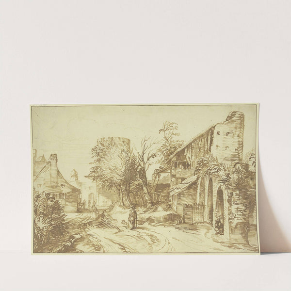 Dorfansicht, rechts eine alte Stadtmauer by Jan Lievens