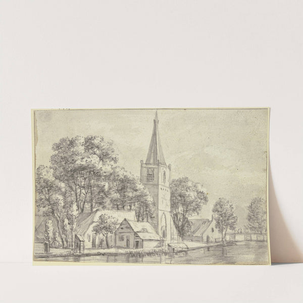 Dorfkirche unter Bäumen am Kanal by Jan Van Kessel The Elder