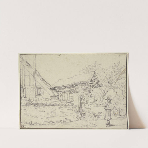 Dorfkirchhof, rechts ein Mann by Lambert Doomer