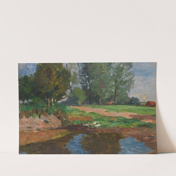 Dorflandschaft mit Enten an einem Weiher by Thomas Herbst