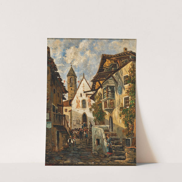 Dorfmotiv von Albeins bei Brixen, Tirol by Theodor Von Hörmann