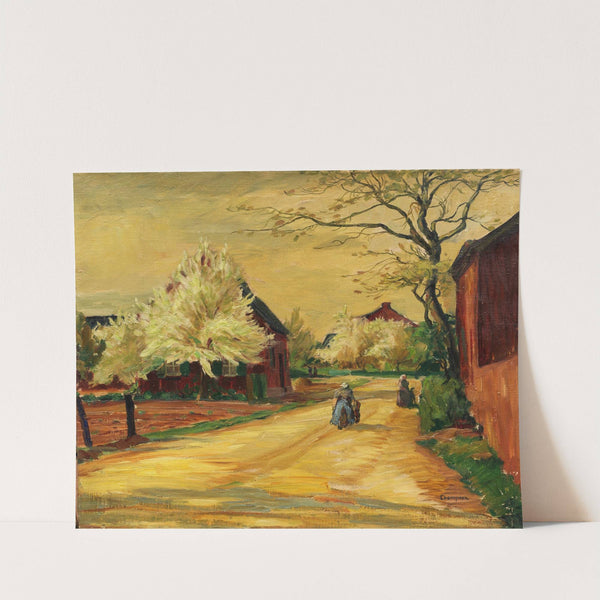Dorfstraße mit blühenden Bäumen (1920) by Theo Champion