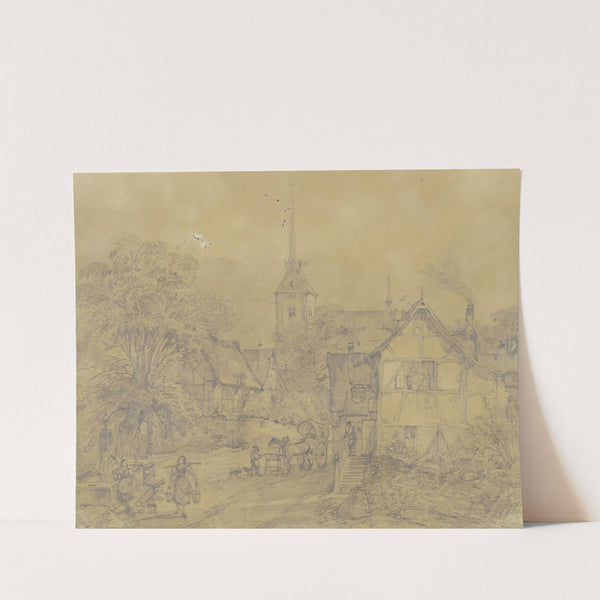 Dorfstraße mit Kirche und Wirtshaus by Caspar Scheuren