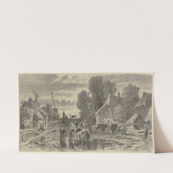 Dorfstraße mit Viehherde by Friedrich Voltz