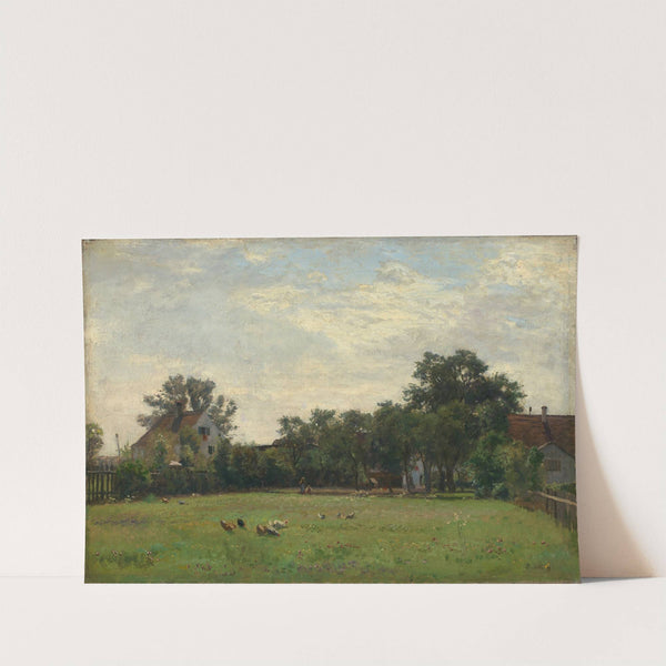 Dorfwiese mit Bauernhäusern unter Bäumen by Philipp Röth