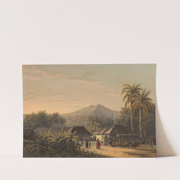 Dorpsfeest in de buurt van de berg Ardjoeno. Dorpsfeest in de omstreken der Ardjoeno (1869) by Johan Conrad Greive