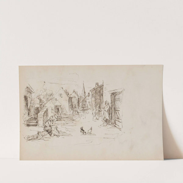 Dorpsstraat met figuren (1880) by Marius Bauer