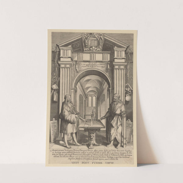 Double portrait of Albrecht Dürer in a hall of fame by Lucas Kilian