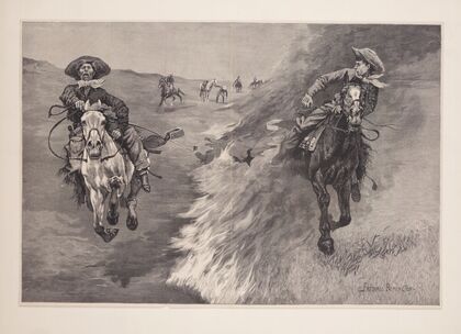 Dragging a Bull’s Hide over a Prairie Fire in Northern Texas (1888)