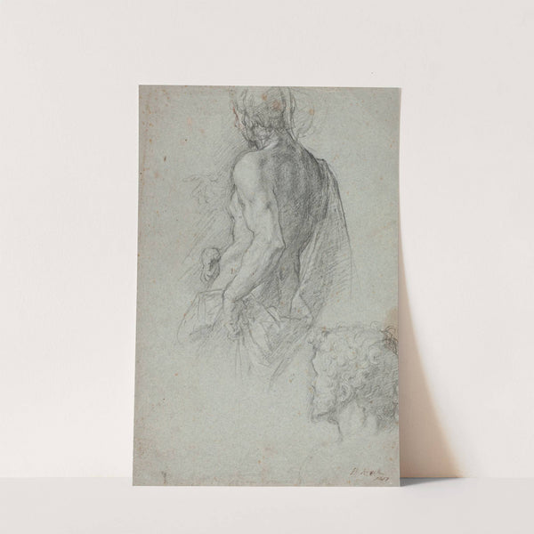 Draperet mandlig model og et skægget mandshoved (1671 – 1738) by Hendrik Krock