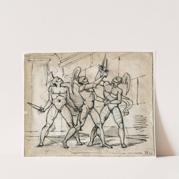 Draperie op het onderlichaam v.e. zittende figuur by David Humbert de Superville