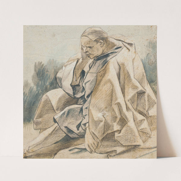 Drapery Study of a Seated Man Wearing a Cap by Jacob Jordaens