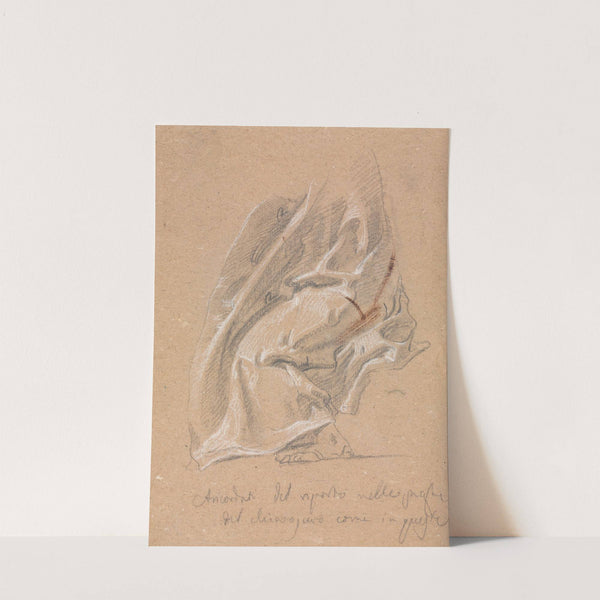 Drapery study with foot and inscription by Francesco Lorenzi