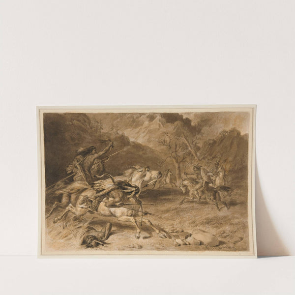 Drawing for The Encounter (Indian Fight on Horseback) (1981) by Felix Octavius Carr Darley