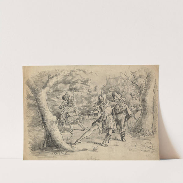 Drawing illustrating Twelfth night by Thomas Nast