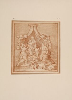 Drawing of blessed virgin and child with St. Catherine and St. Margaret