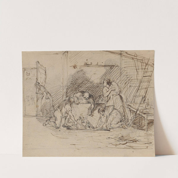 Drawing of cabin interior (1840) by Felix Octavius Carr Darley