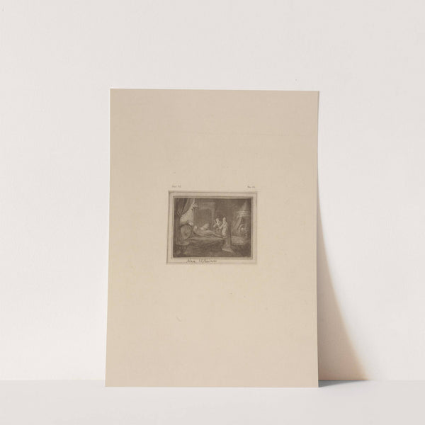 Drawing of reclining figure on a bed with two standing figures by P. & D. Colnaghi