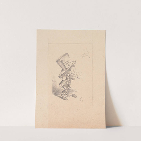 Drawing of the Mad Hatter arrives hastily in court to testify by Sir John Tenniel