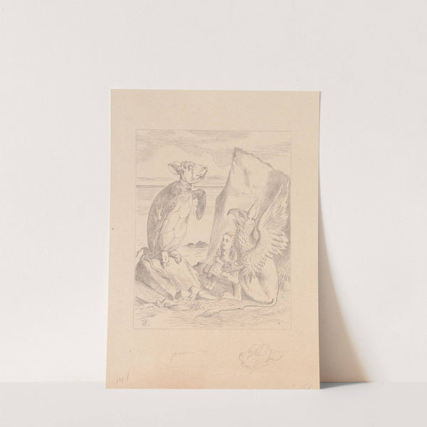 Drawing of the Mock Turtle and Gryphon sing to Alice by Sir John Tenniel