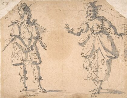 Drawings for Two Masquerade or Ballet Costumes (‘Sospiri’ and ‘Baci’)