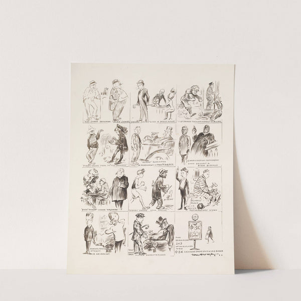 Drawings of men as they were in college and their current profession (1911) by William Henry Walker