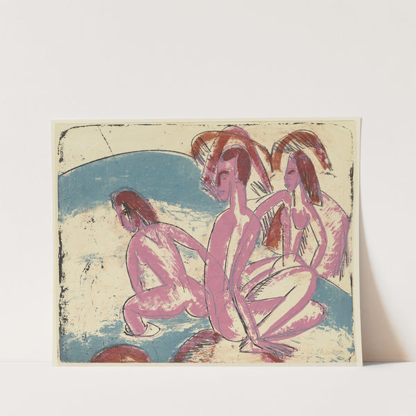 Drei Badende an Steinen, Fehmarn (1913) by Ernst Ludwig Kirchner