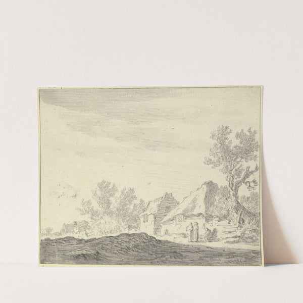 Drei Figuren vor einer Hütte by Jan van Goyen