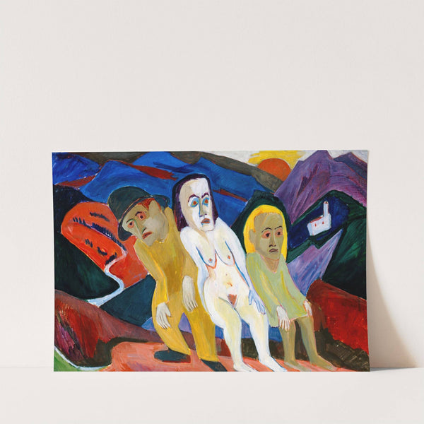 Drei Menschen in Landschaft by Hermann Scherer