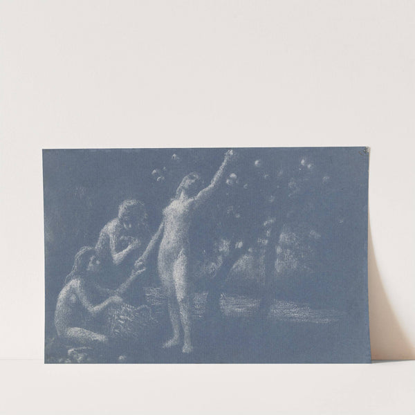 Drei nackte Mädchen bei der Apfelernte by Alois Penz