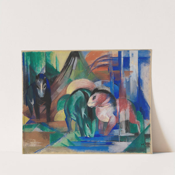 Drei Pferde am Waldwasser (1913) by Franz Marc