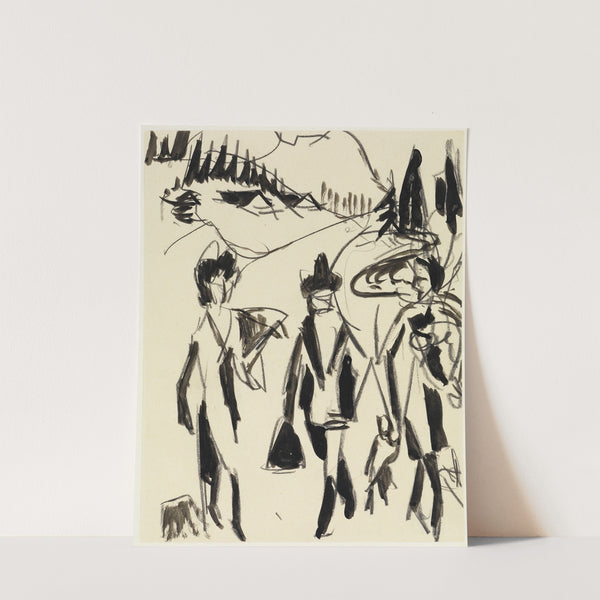 Drei Spaziergänger in einer Gebirgslandschaft (1927) by Ernst Ludwig Kirchner