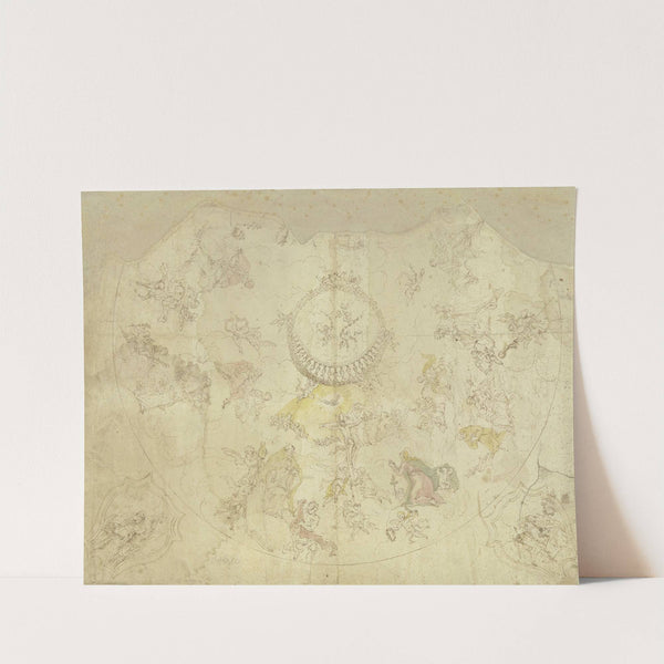 Dreieinigkeit, Maria und Heiligen auf Wolken und Szenen aus Heiligenlegenden, in zwei Eckzwickeln die Heiligen Ambrosius und Augustinus by Daniel Gran