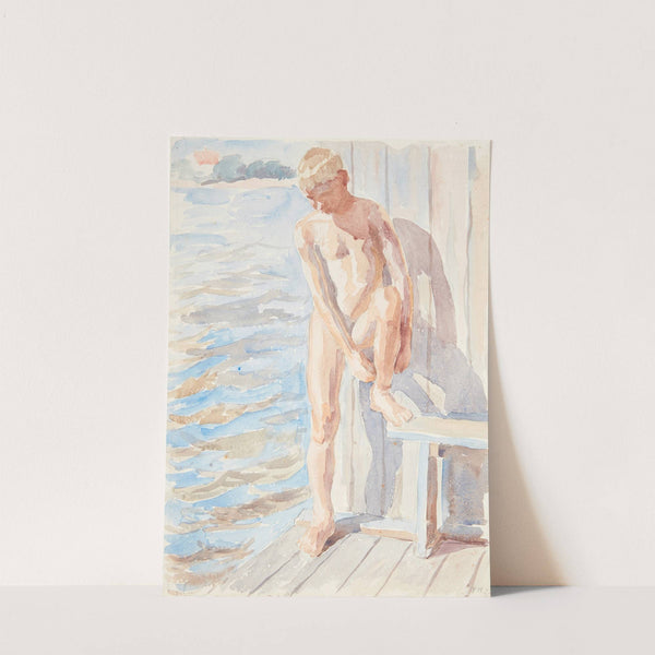 Dreng efter badet by Peter Hansen