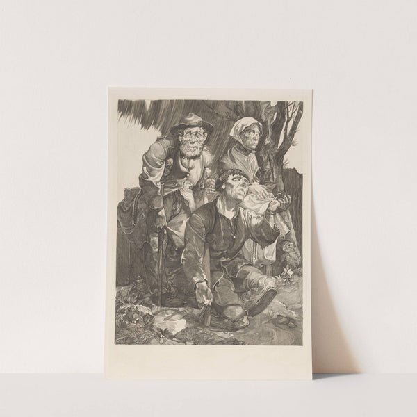 Drie bedelaars bij een boom by Johannes Josephus Aarts