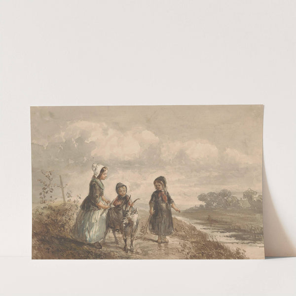 Drie jonge kinderen in een landschap by Elchanon Verveer