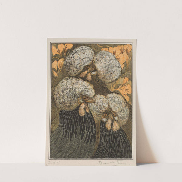 Drie kuifkippen by Theo van Hoytema