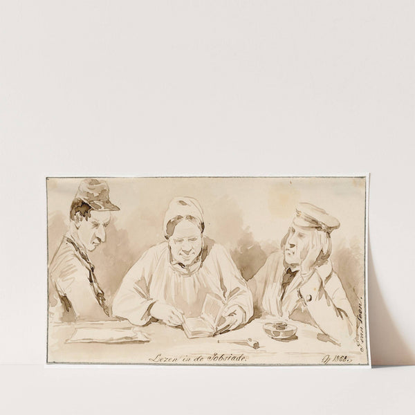 Drie lezende figuren in het armenhuis (1858) by Pieter van Loon