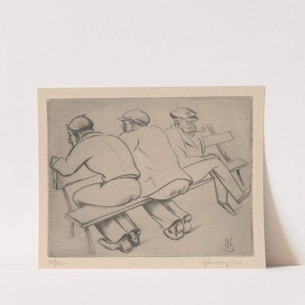 Drie mannen op een bank by Mommie Schwarz